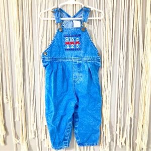 Vintage Hartstrings 2T Embroidered Overalls abc 123